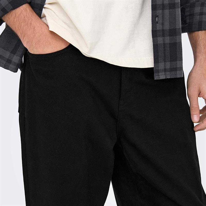 ONLY & SONS Herre Fade Løse Jeans Black Denim - Billede 5