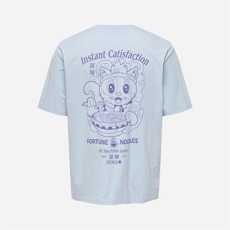 ONLY & SONS Herre Catisfaction Afslappet T-shirt Skyway - Billede 1