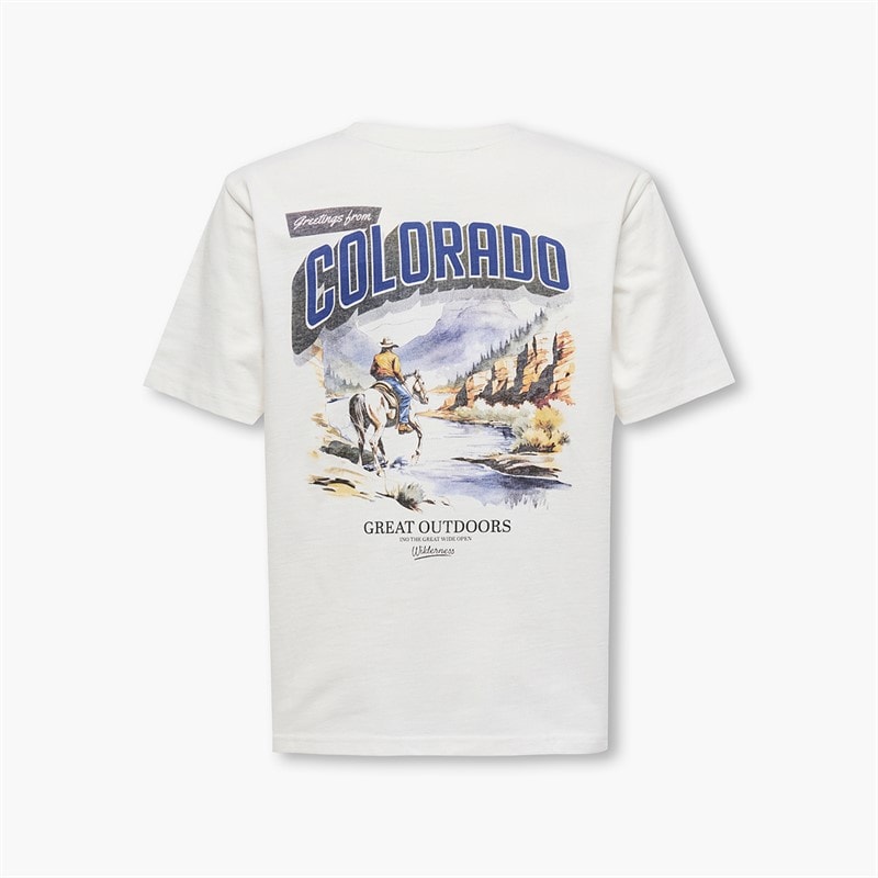 ONLY & SONS Drenge Fred States T Shirt Cloud Dancer - Billede 2