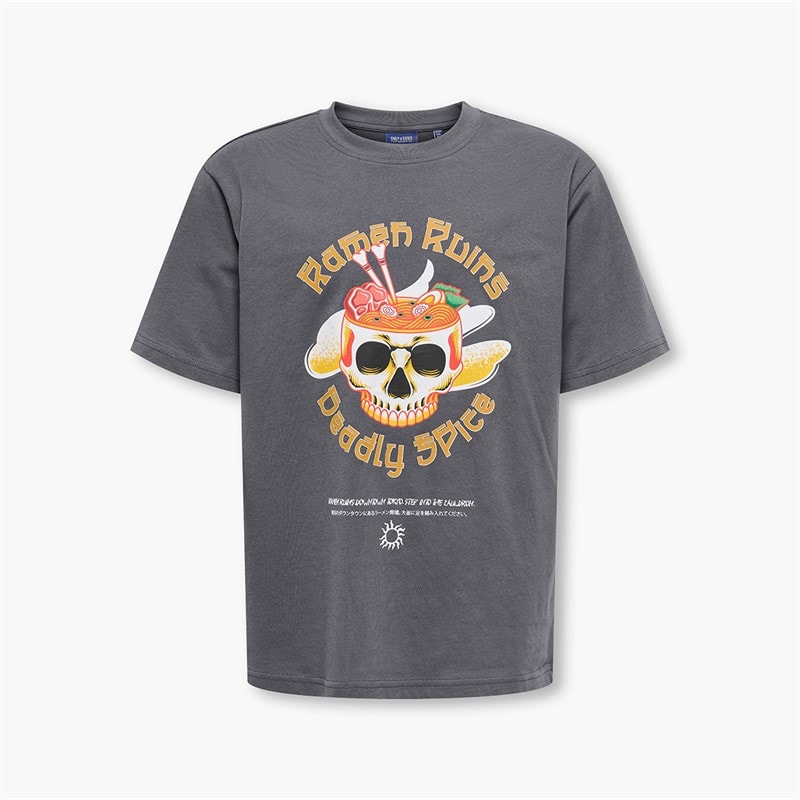 ONLY & SONS Drenge Fred Tonkotsu T Shirt Blackened Pearl - Billede 1