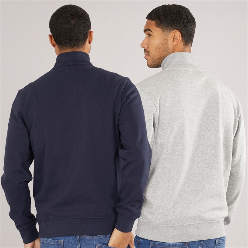 THREADBARE Herre Marigold To Pak 1/4 Lynet Sweatshirts Navy / Grå - Billede 2