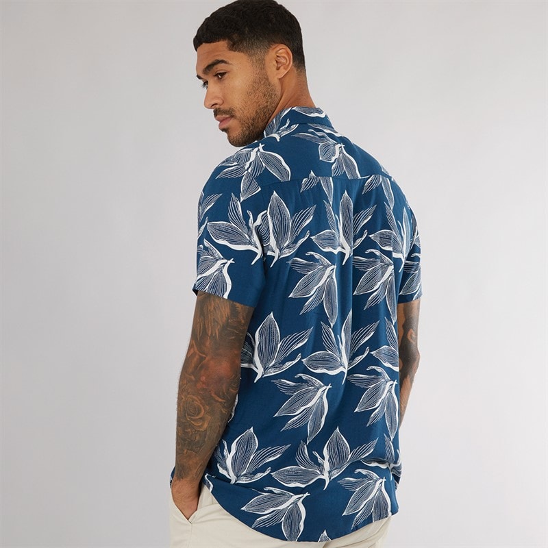 THREADBARE Herre Foli Skjorte Navy - Billede 2