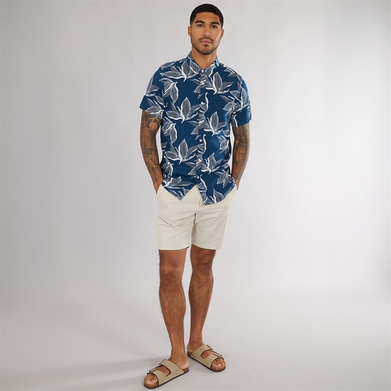 THREADBARE Herre Foli Skjorte Navy - Billede 4