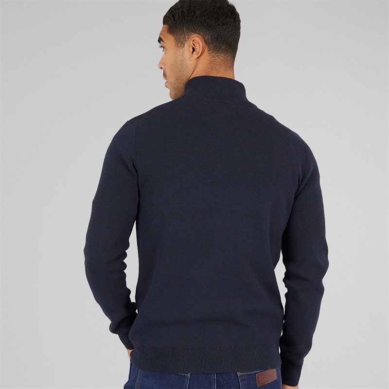 THREADBARE Herre Hazel 1/4 lynlås jumper navy - Billede 2