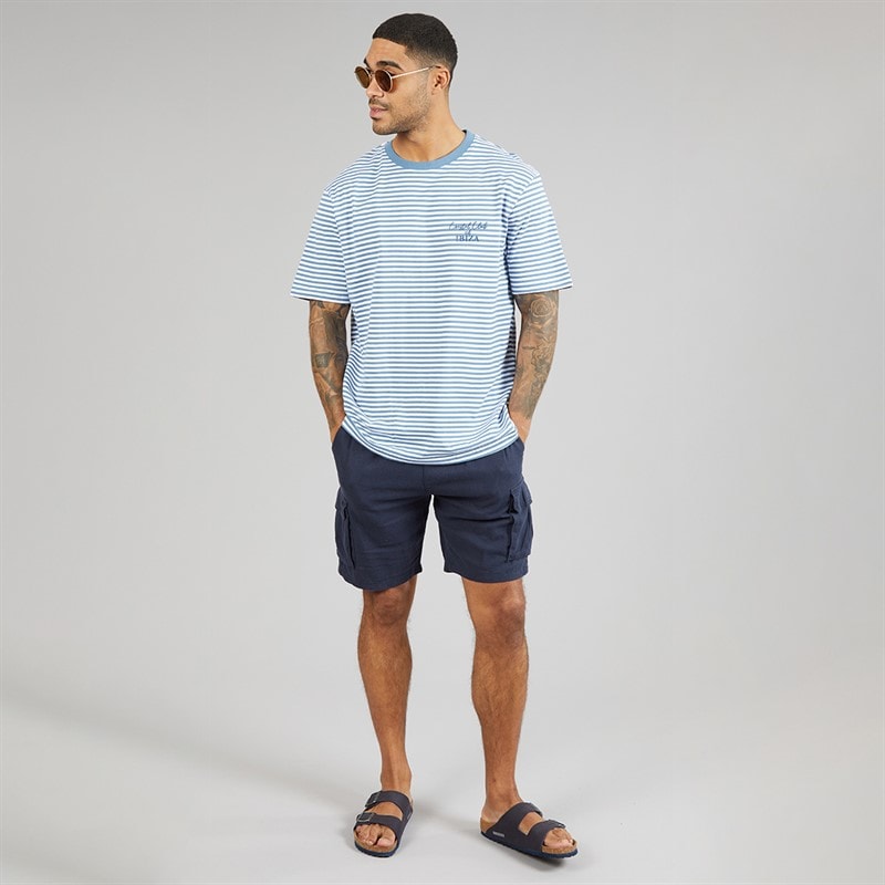 THREADBARE Herre Coast T-shirt Denim Blue/Hvid - Billede 3