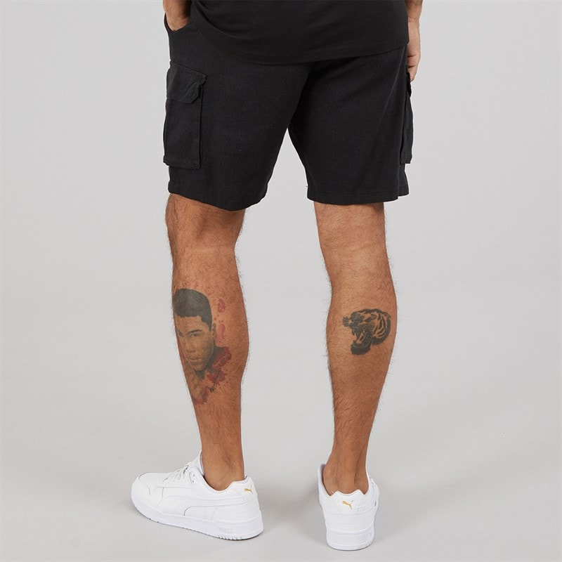 THREADBARE Herre Linned Cargoshorts Sort - Billede 2