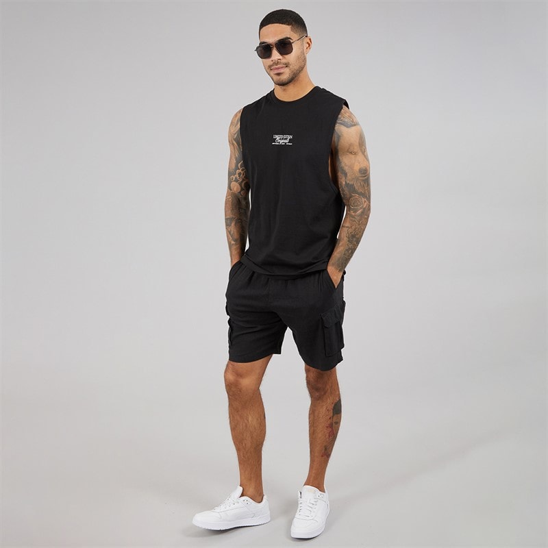 THREADBARE Herre Linned Cargoshorts Sort - Billede 3