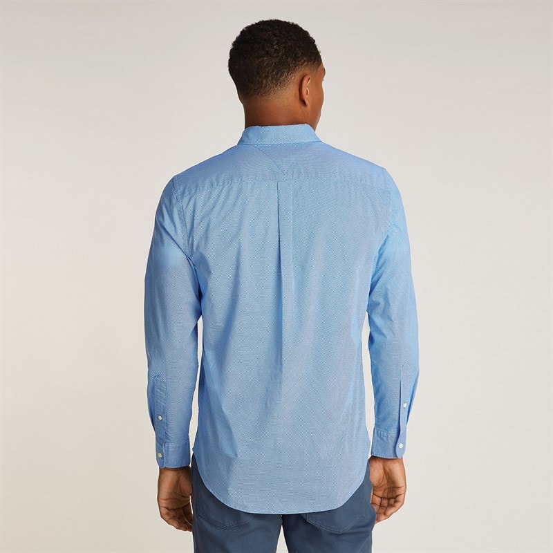 Tommy Hilfiger Herre Flex Poplin Fake Lange Ærme Skjorte Night Sky Port - Billede 2