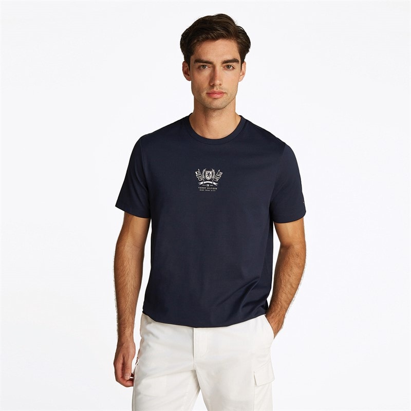 Tommy Hilfiger Herre Crest Broderet T-Shirt Desert Sky - Billede 1