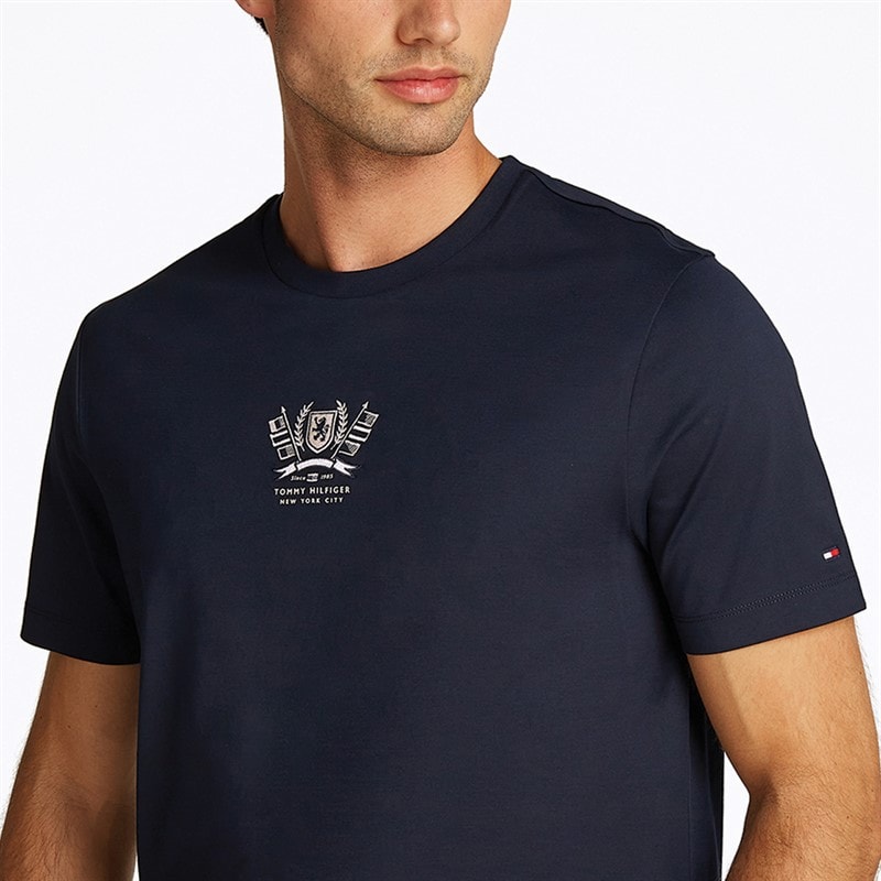 Tommy Hilfiger Herre Crest Broderet T-Shirt Desert Sky - Billede 2