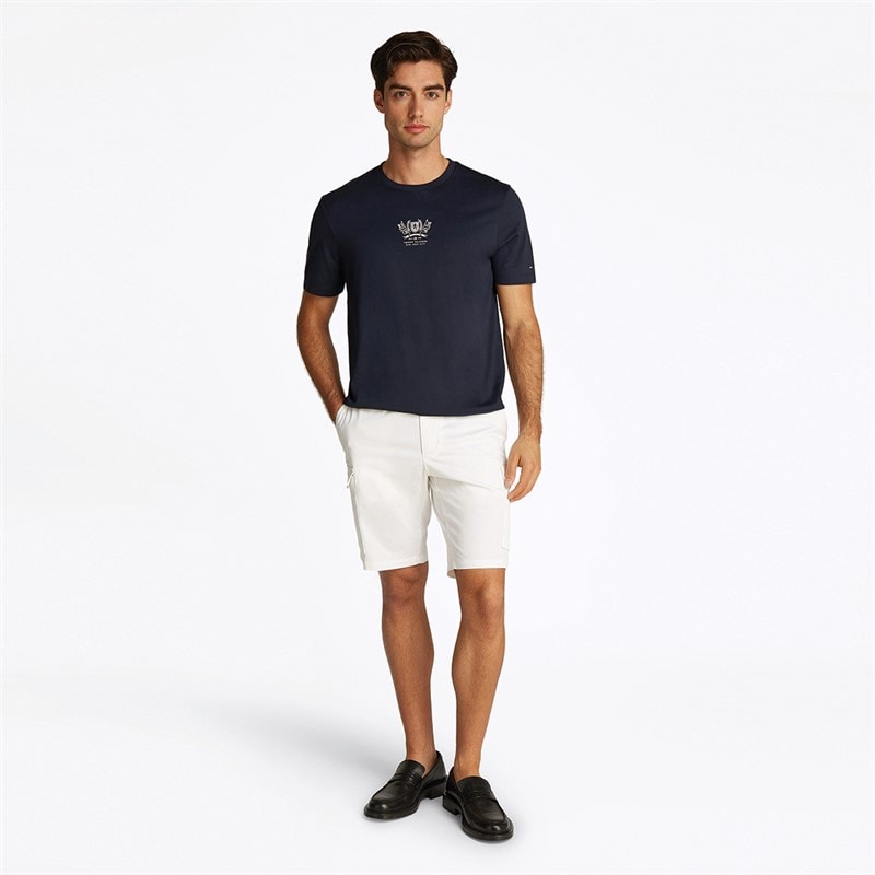 Tommy Hilfiger Herre Crest Broderet T-Shirt Desert Sky - Billede 3