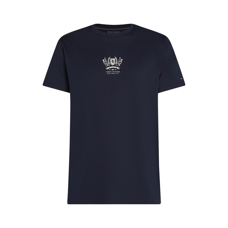 Tommy Hilfiger Herre Crest Broderet T-Shirt Desert Sky - Billede 5