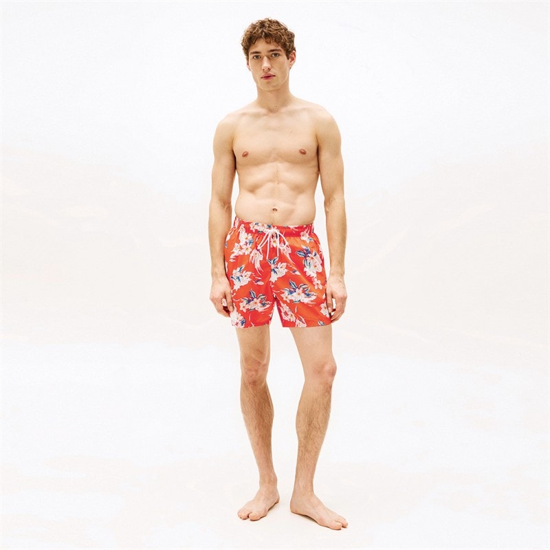 Tommy Hilfiger Herre Badeshorts Tropisk Blomsterprint Strålende Orange - Billede 3