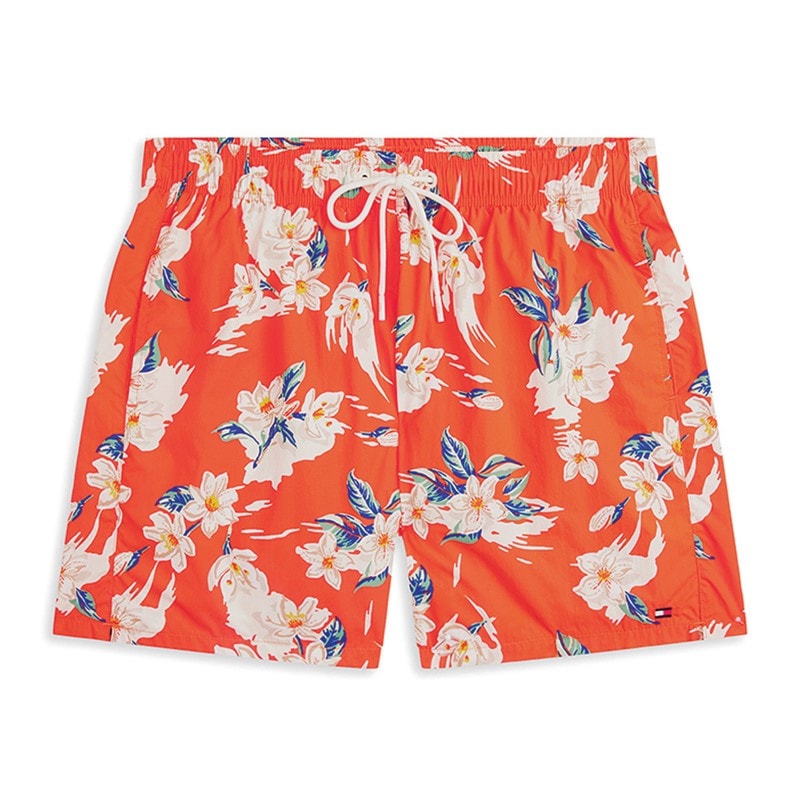Tommy Hilfiger Herre Badeshorts Tropisk Blomsterprint Strålende Orange - Billede 5