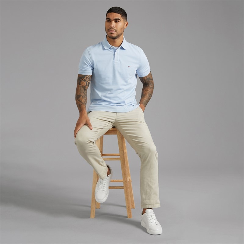 Tommy Hilfiger Herre 1985 Regular Polo Shirt Sky Blue - Billede 4