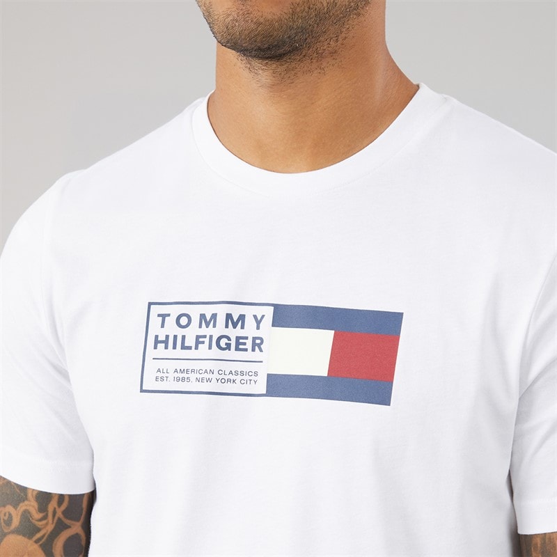 Tommy Hilfiger Herre Brand Love Tekstboks T-shirt Hvid - Billede 5