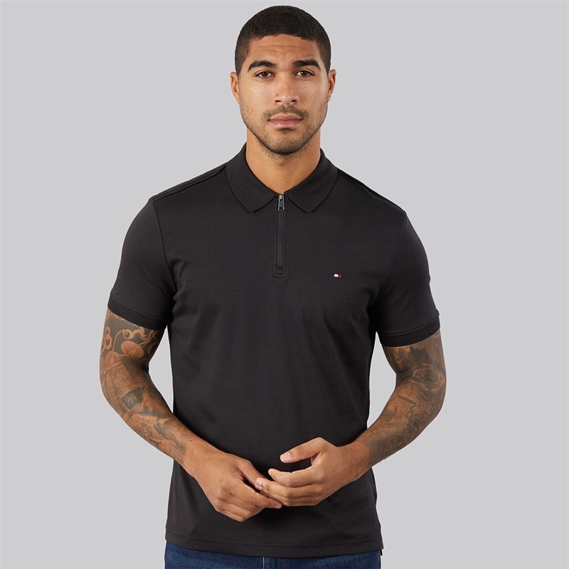 Tommy Hilfiger Herre Interlock lynlås Polo skjorte Sort - Billede 3