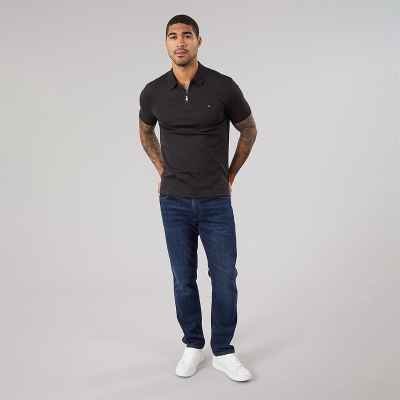 Tommy Hilfiger Herre Interlock lynlås Polo skjorte Sort - Billede 4
