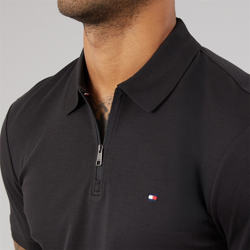 Tommy Hilfiger Herre Interlock lynlås Polo skjorte Sort - Billede 5