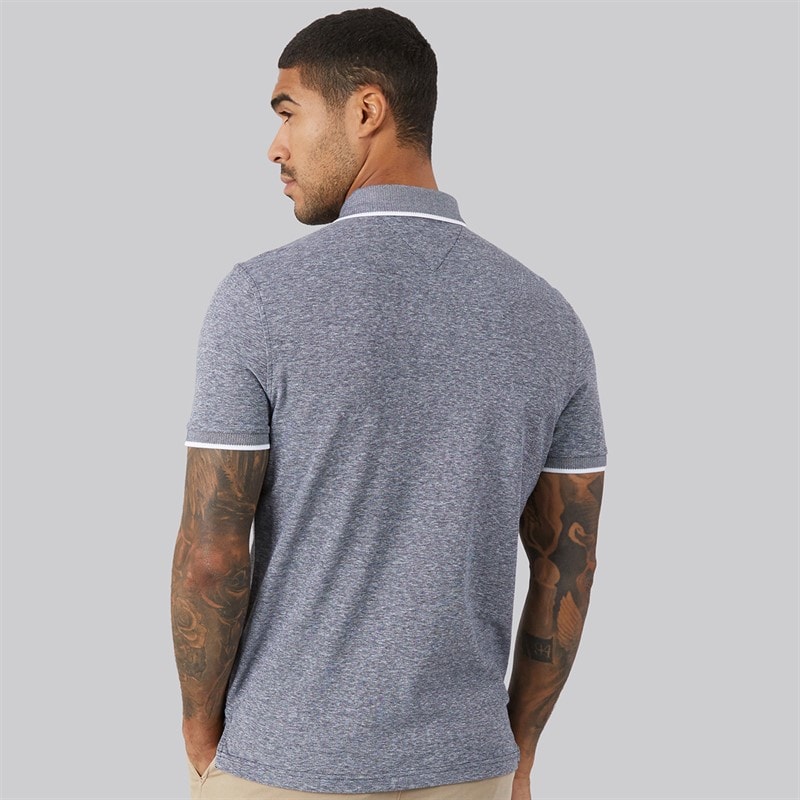 Tommy Hilfiger Herre Bomuld Linned Piqué Polo Skjorte Desert Sky - Billede 2