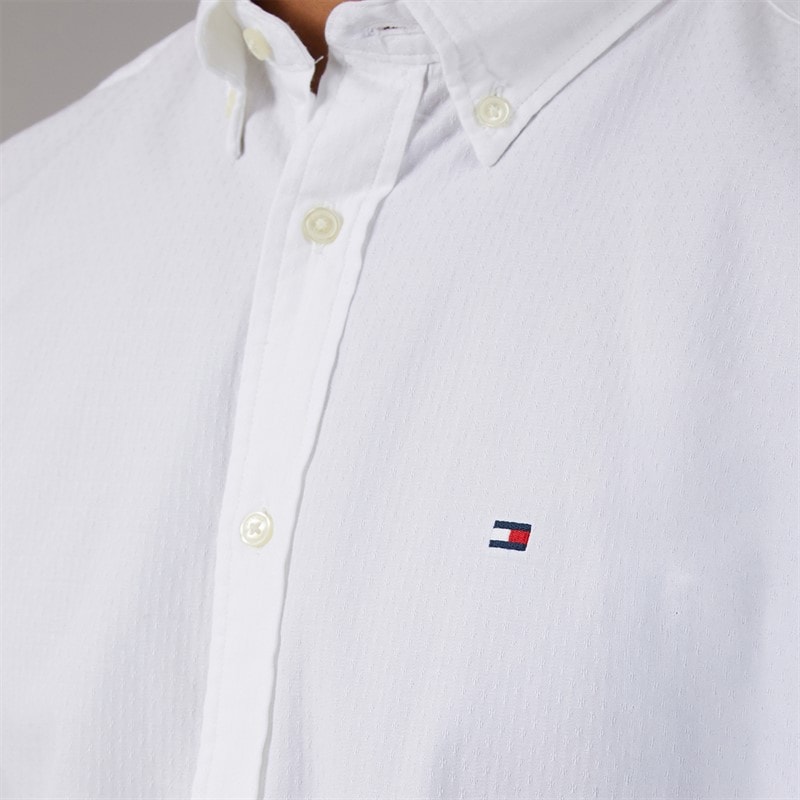 Tommy Hilfiger Herre Flex Dobby Langærmet Skjorte Hvid - Billede 3