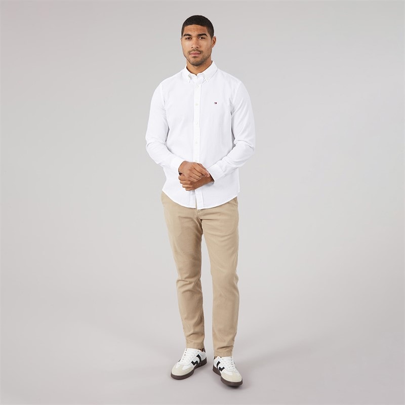 Tommy Hilfiger Herre Flex Dobby Langærmet Skjorte Hvid - Billede 4
