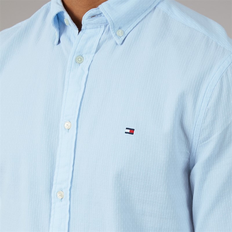 Tommy Hilfiger Herre Flex Dobby Langærmet Skjorte Sweet Blue - Billede 3