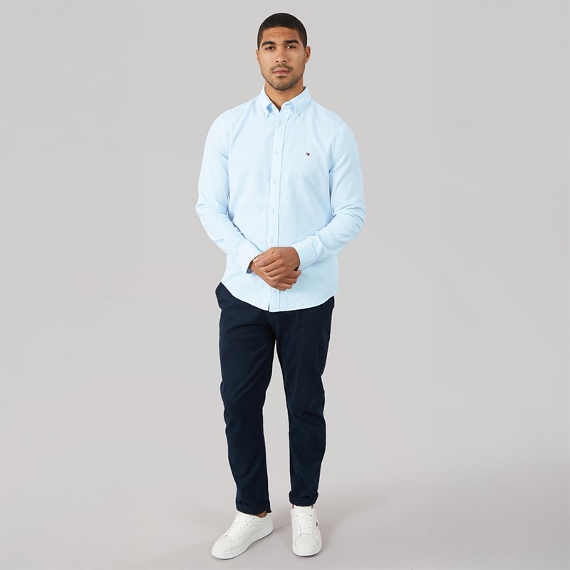 Tommy Hilfiger Herre Flex Dobby Langærmet Skjorte Sweet Blue - Billede 4