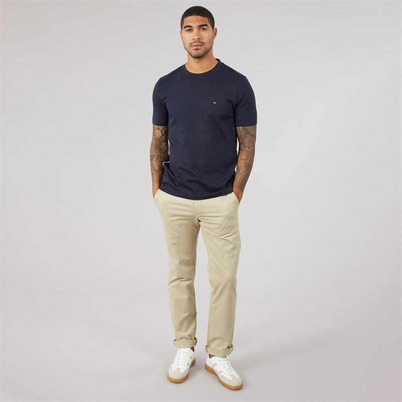 Tommy Hilfiger Herre Global Stripe T-shirt Desert Sky - Billede 4