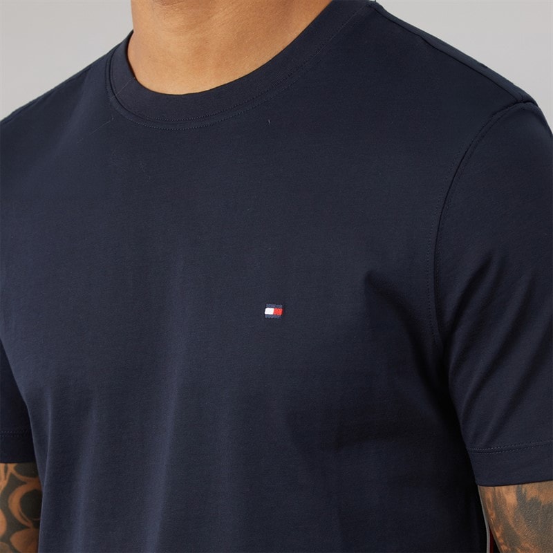 Tommy Hilfiger Herre Global Stripe T-shirt Desert Sky - Billede 5