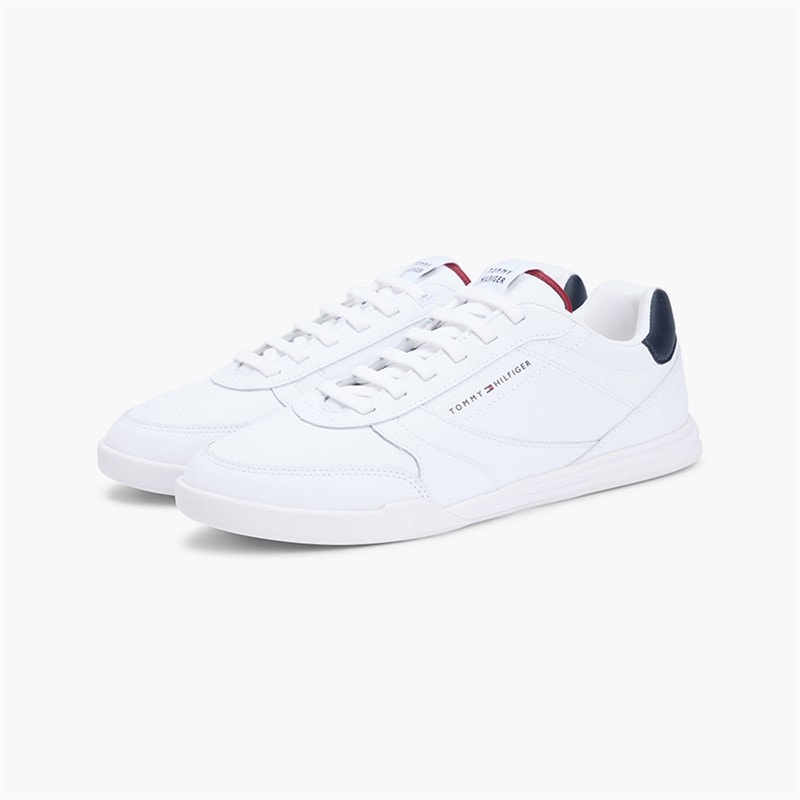 Tommy Hilfiger Herre Low Pro Læder Sneakers Hvid - Billede 2