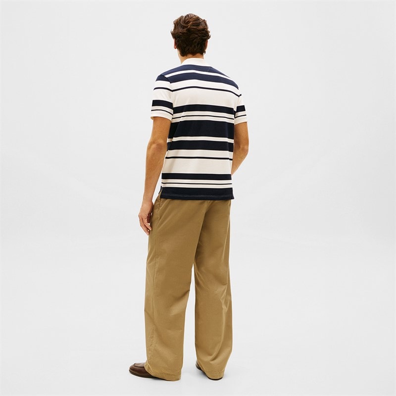 Tommy Hilfiger Herre Pique Multi Stripe Polo Skjorte Ivory Petal/Desert Sky - Billede 3