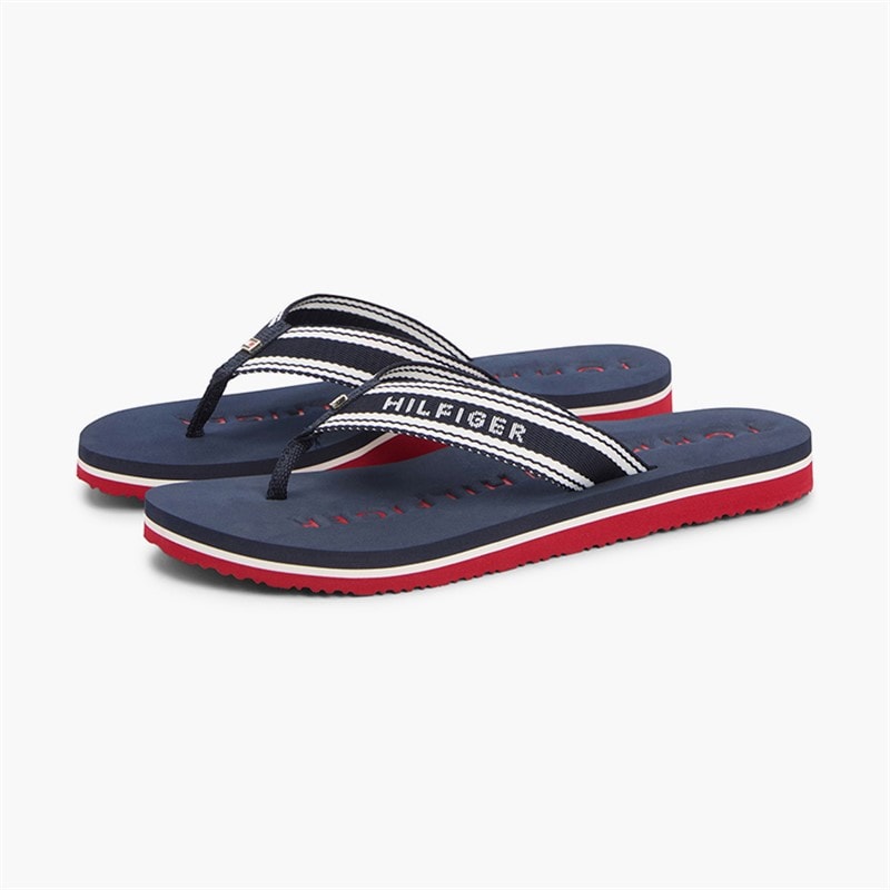 Tommy Hilfiger Herre Dame Webbing Flip Flops Rwb