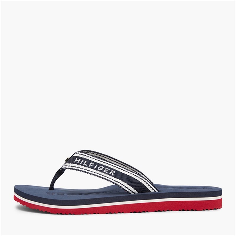 Tommy Hilfiger Herre Dame Webbing Flip Flops Rwb - Billede 2