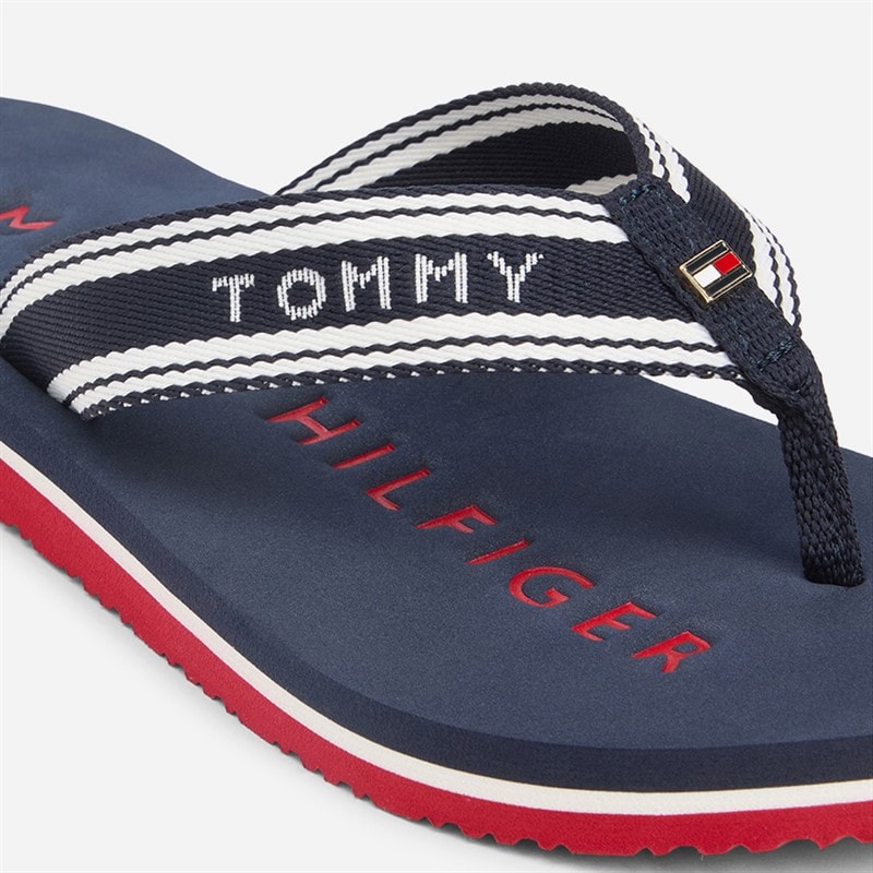 Tommy Hilfiger Herre Dame Webbing Flip Flops Rwb - Billede 5