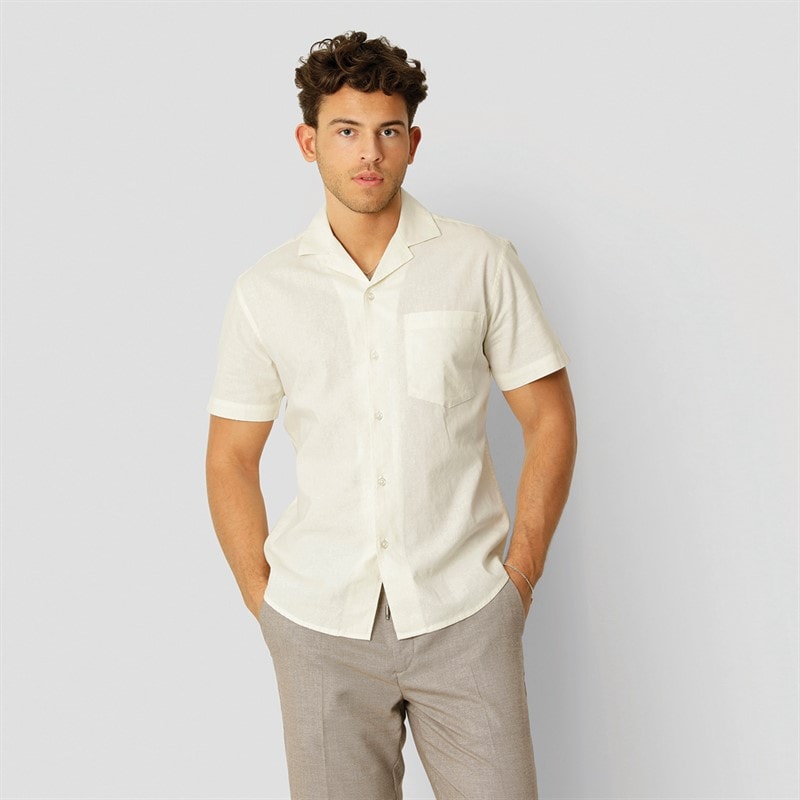 Clean Cut Copenhagen Herre Bowling Skjorter med korte ærmer beige - Billede 1