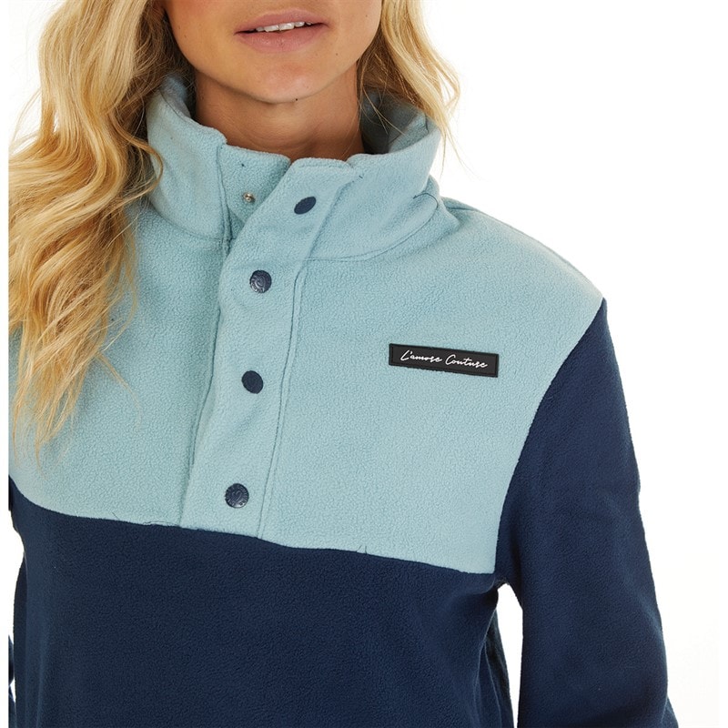 L'amore Couture Dame Scarlett Press Stud Neck Micro Fleecetøj Flade - Billede 3