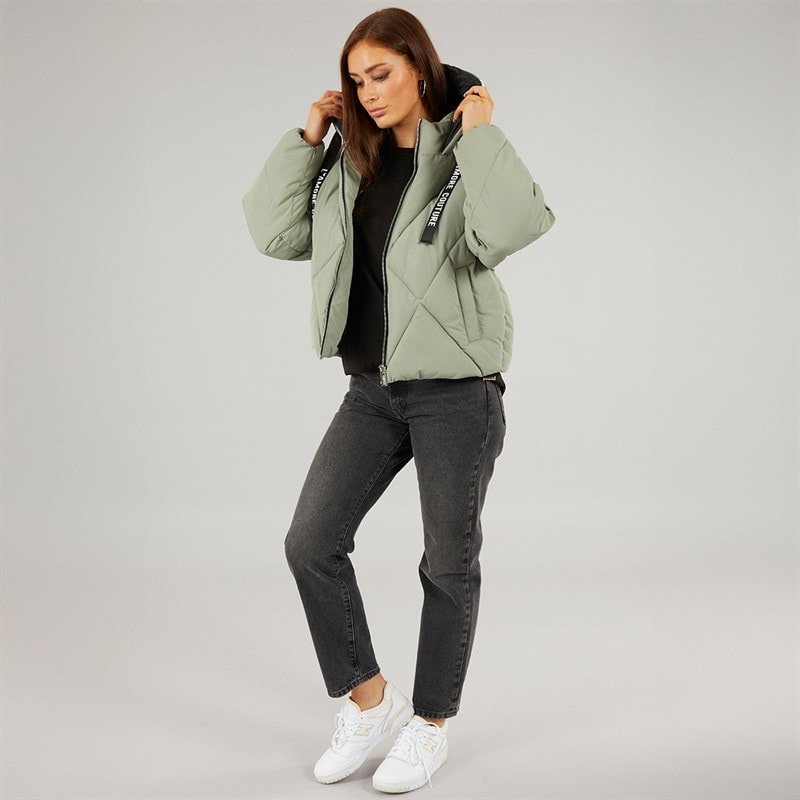 L'amore Couture Dame Franklin Kort Puffer Khaki - Billede 4