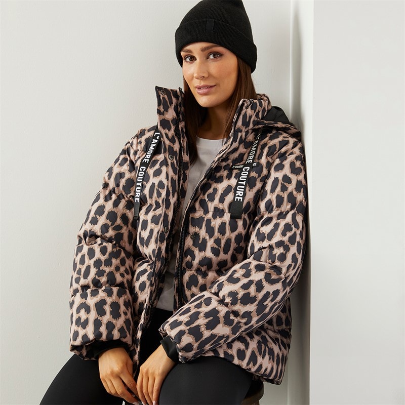 L'amore Couture Dame Nevada Kort Dunjakke Leopard