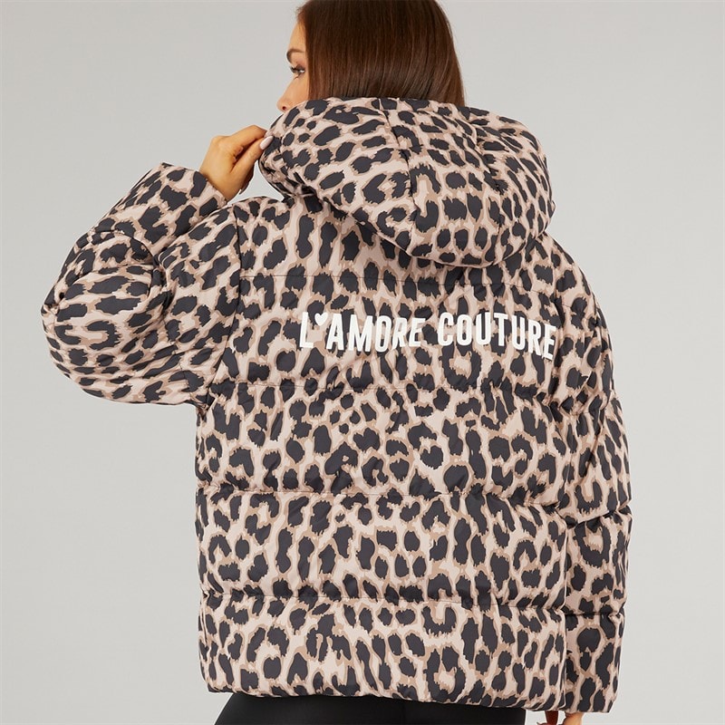 L'amore Couture Dame Nevada Kort Dunjakke Leopard - Billede 2