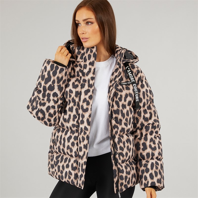L'amore Couture Dame Nevada Kort Dunjakke Leopard - Billede 3