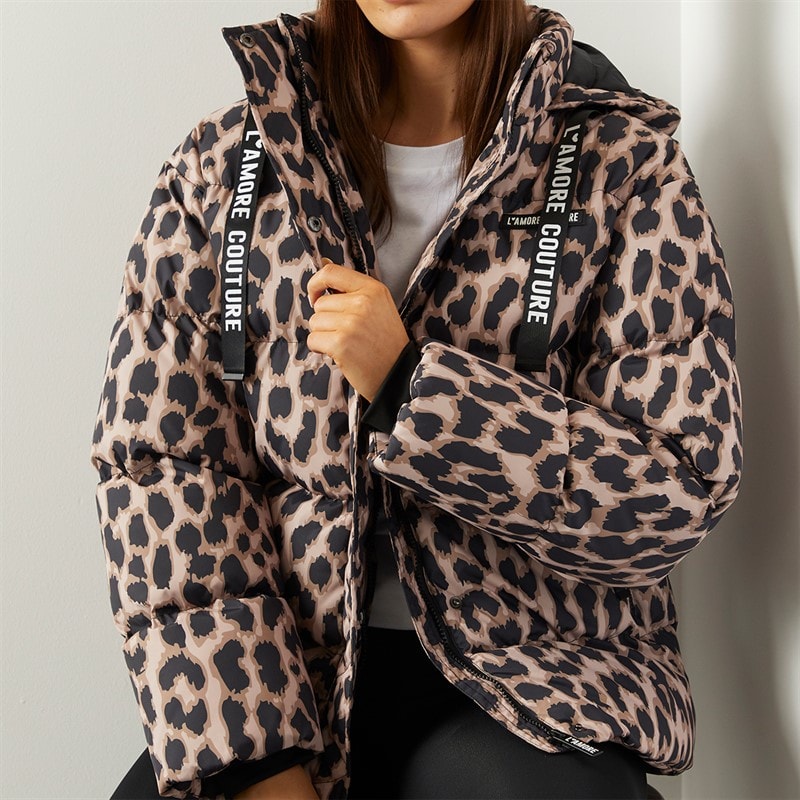 L'amore Couture Dame Nevada Kort Dunjakke Leopard - Billede 5
