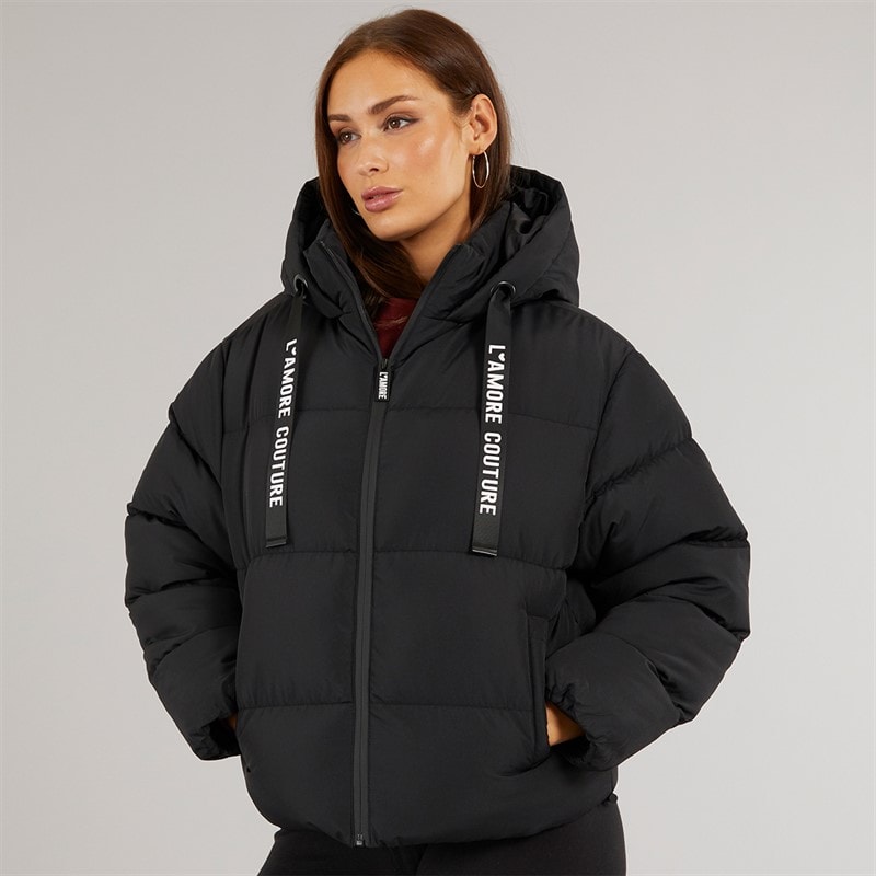L'amore Couture Dame Rhode Island Kort Puffer Sort - Billede 3
