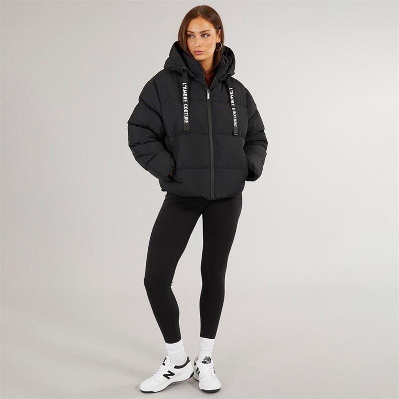 L'amore Couture Dame Rhode Island Kort Puffer Sort - Billede 4