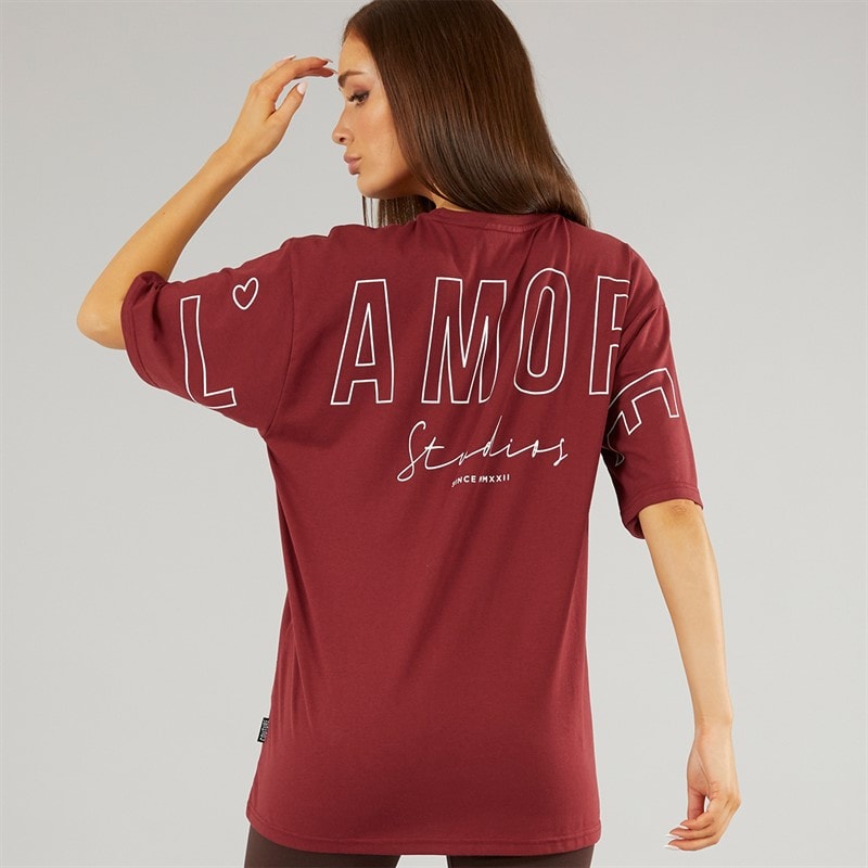L'amore Couture Dame Norwalk Oversized T-Shirt Burgundy