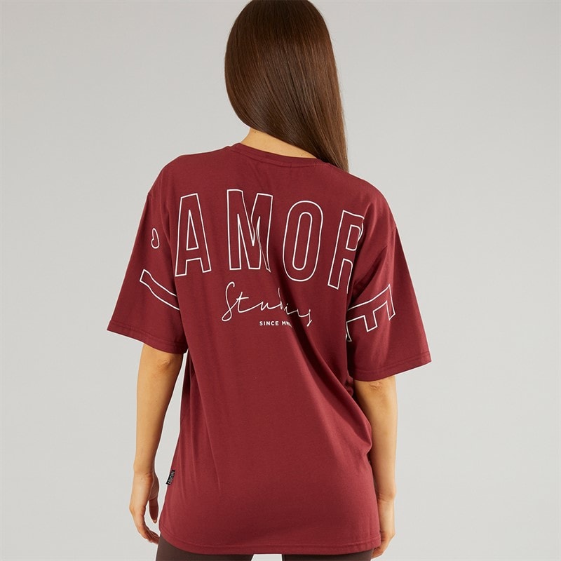 L'amore Couture Dame Norwalk Oversized T-Shirt Burgundy - Billede 3