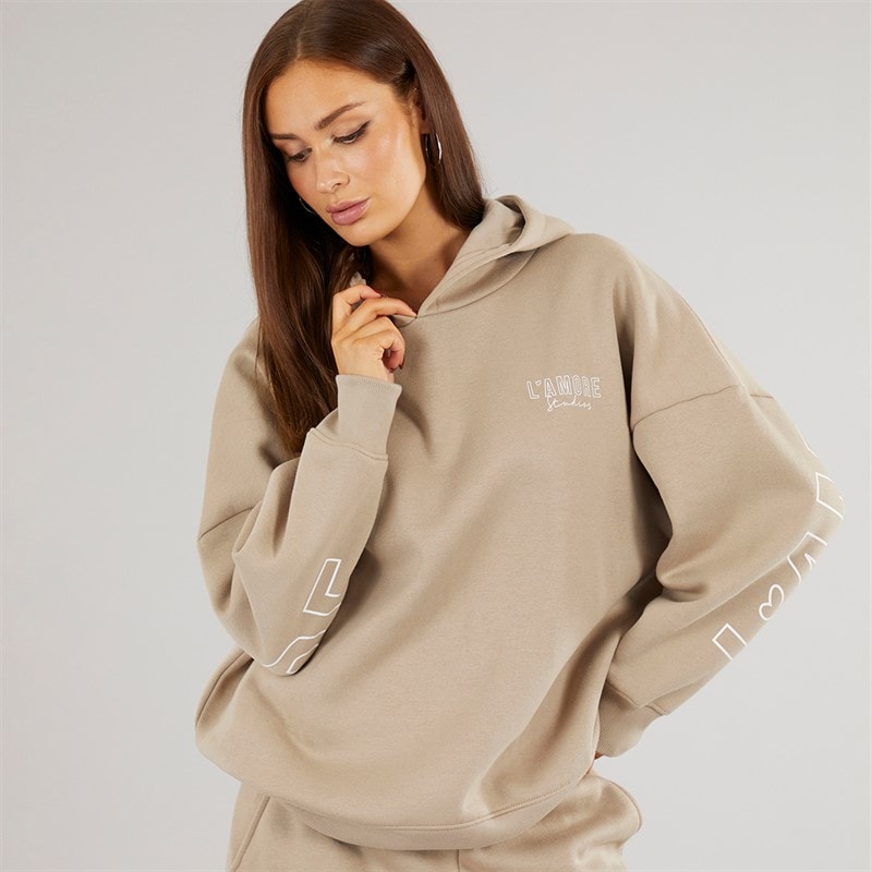 L'amore Couture Dame Norwalk Hættetrøje Taupe - Billede 2