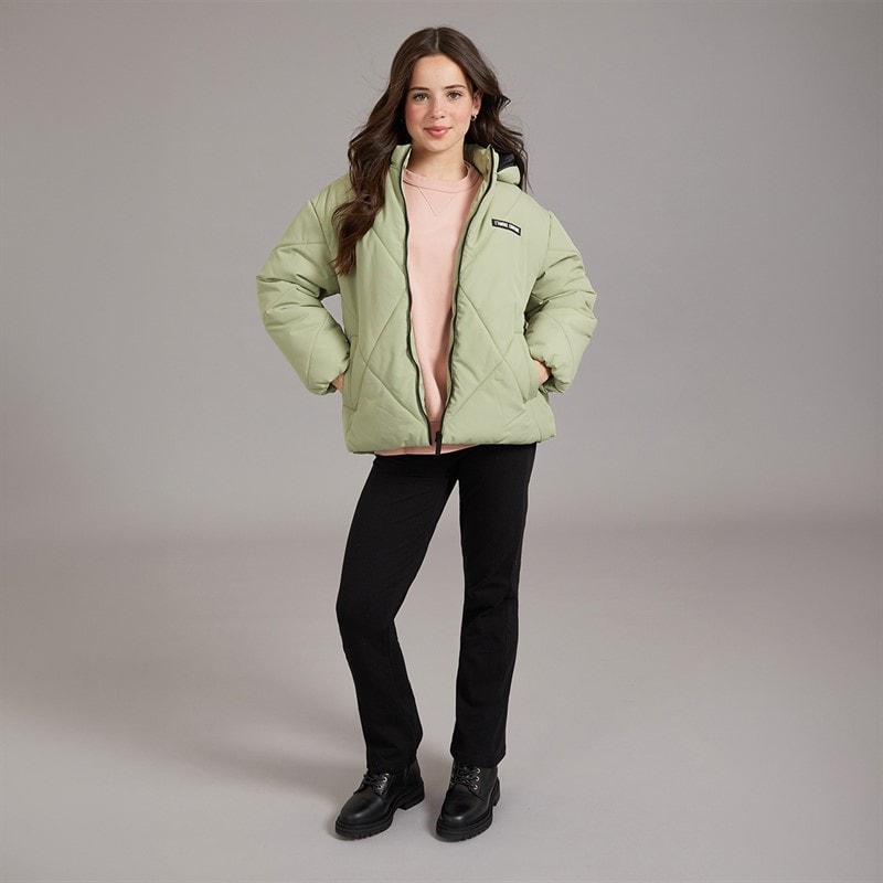 L'amore Couture Piger Franklin Kort Dun Jakke Khaki - Billede 4