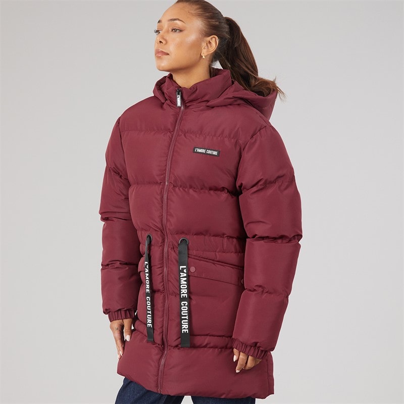L'amore Couture Dame Liana Kort Puf Jakke Wine - Billede 3