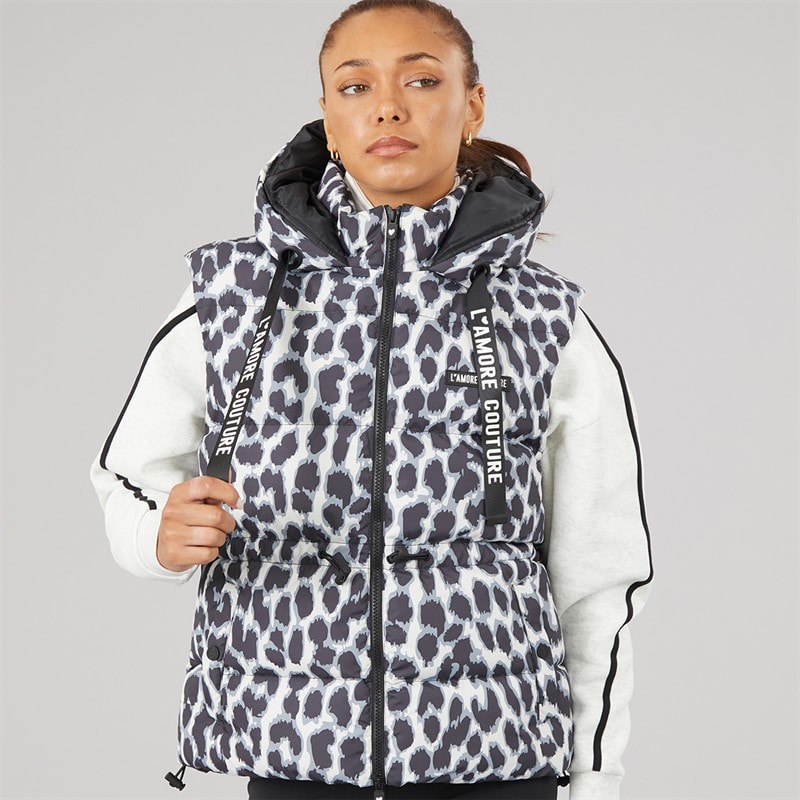 L'amore Couture Dame Starling Kort Vest Leopard - Billede 3